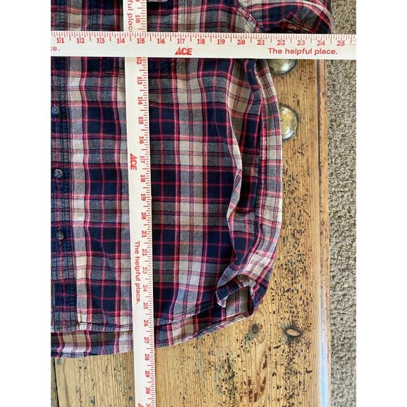 Faded Glory Mens Plaid Long Sleeve Button-Up Shirt Large Cotton Red/Khaki Casual - Picture 6 of 6